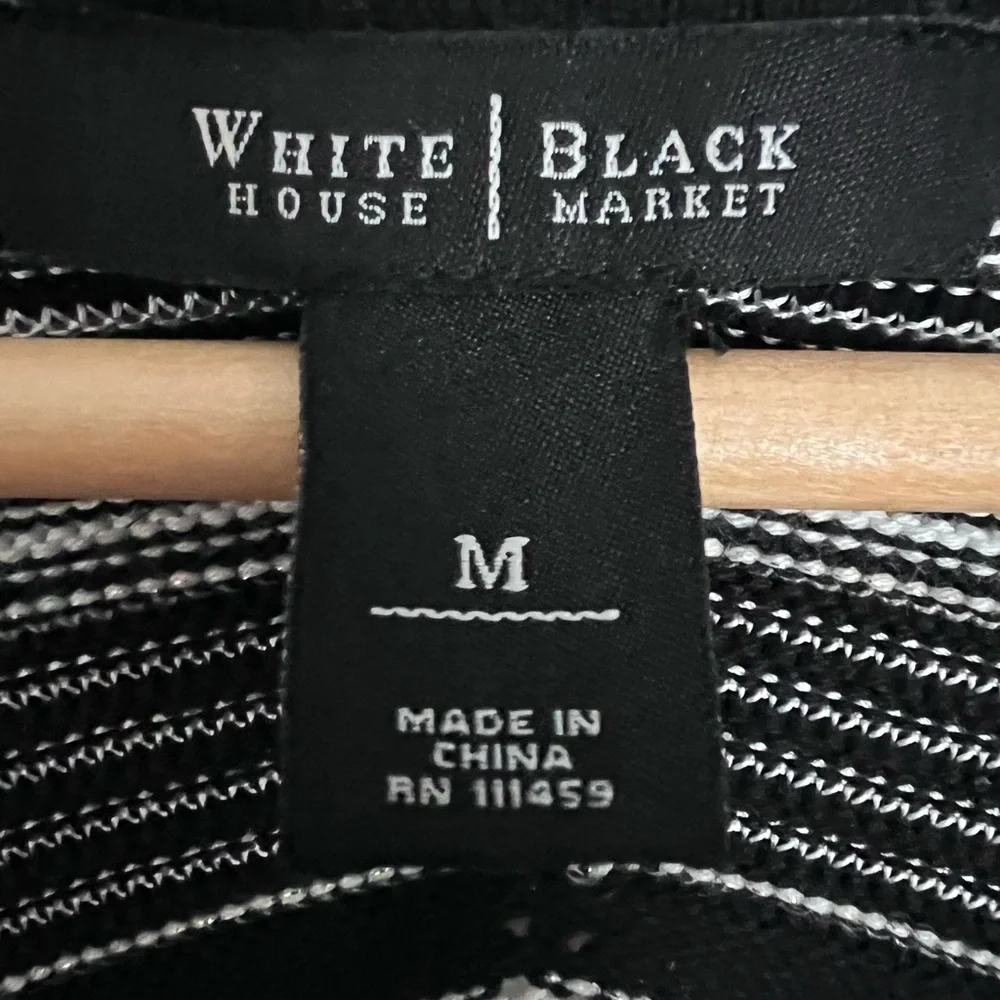 White House Black Market Chevron Cardigan in Black, White and Tan - Picture 3 of 8
